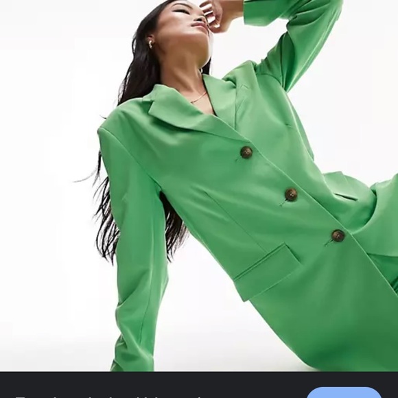 NEW Topshop Belted Blazer in Green with Buttons US size 6 women’s oversized fit - Picture 6 of 16